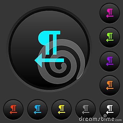 Right to left text direction dark push buttons with color icons Stock Photo