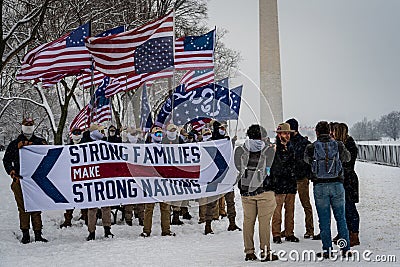 Right-to-Life Marchers with Flags Editorial Stock Photo