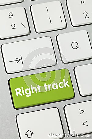 Right track - Inscription on Green Keyboard Key Stock Photo