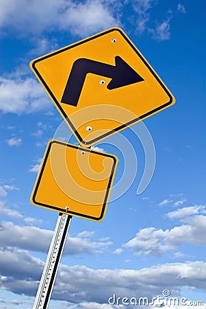Right Turn Sign Stock Photo
