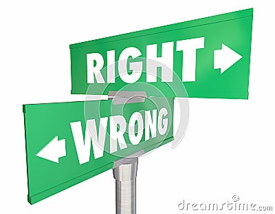 Right Vs Wrong Correct Way Route Direction Signs Stock Photo