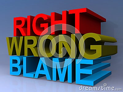 Right wrong blame Stock Photo