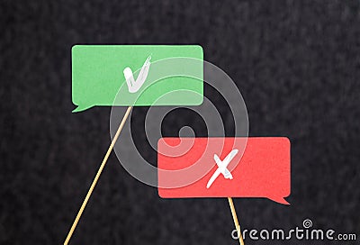 Right and wrong. Disagreement, argument and fight concept. Stock Photo