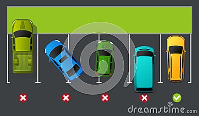 Right and wrong parking examples Vector Illustration