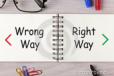 Right and Wrong Way Stock Photo