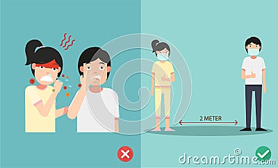 Wearing the mask to prevent the infection Vector Illustration