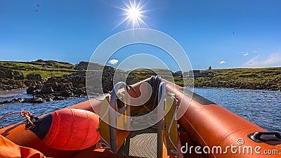 Rigid inflatable boat sunny day Stock Photo