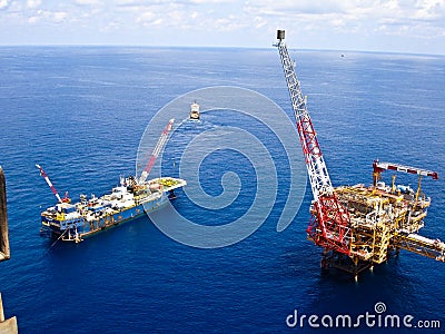Rigs offshore Oil refinery Stock Photo