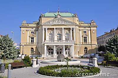 Rijeka, Croatia August 2020. The Croatian National Theatre Ivan pl. Zajc in Rijeka, is a theatre, opera and ballet house. Editorial Stock Photo