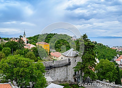 Rijeka, Croatia: panoramic view from Trsat castle over the town and marine Stock Photo