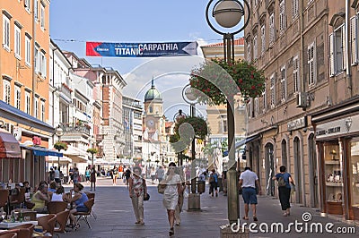 Rijeka, Old city street view, Croatia, Balkans, Europe Editorial Stock Photo