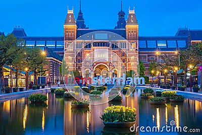 Rijksmuseum building famous landmark in Amsterdam Editorial Stock Photo