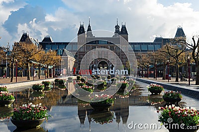 Rijksmuseum and Statue I am Amsterdam Editorial Stock Photo