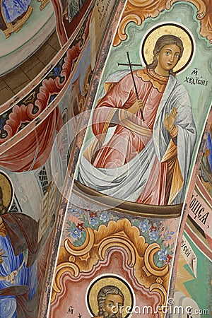 Exterior fresco paintings of saints Editorial Stock Photo