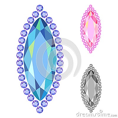 Rim boat gem cut icons Vector Illustration