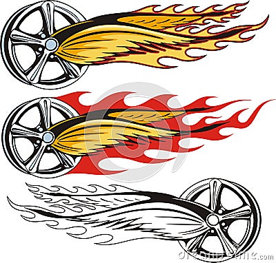 Rim with flaming wings Cartoon Illustration