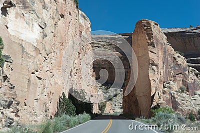 Rim Rock Drive with Cliffs Stock Photo
