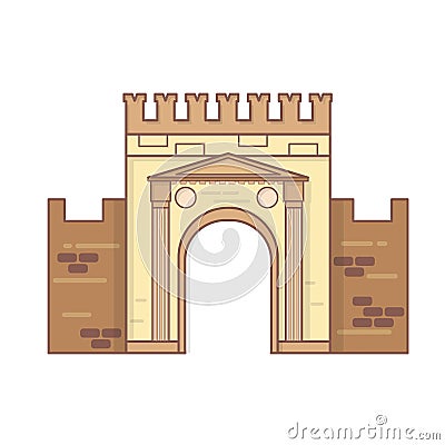 Rimini, Emilia Romagna, Italy Arch of Augustus vector, ancient romanesque gate Vector Illustration