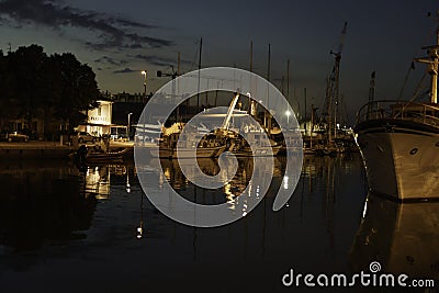Rimini: the harbor by night Stock Photo