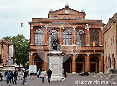 Cavour square and public theater Amintore Galli Editorial Stock Photo