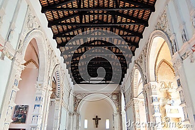 Rimini, Italy. Interiors of catholic church Tempio Malatestiano in Rimini Editorial Stock Photo