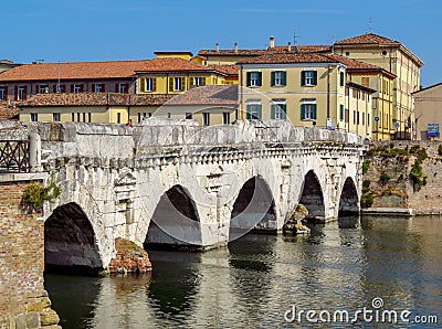 Rimini - Tiberius Bridge Editorial Stock Photo