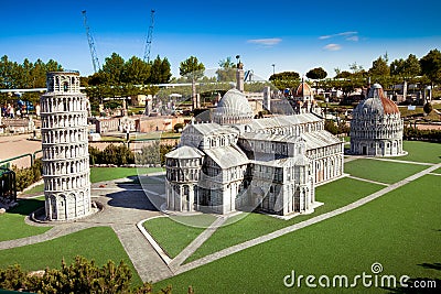 The miniature of Pisa city cahedral in Park of miniatures in Rimini, Italy Editorial Stock Photo