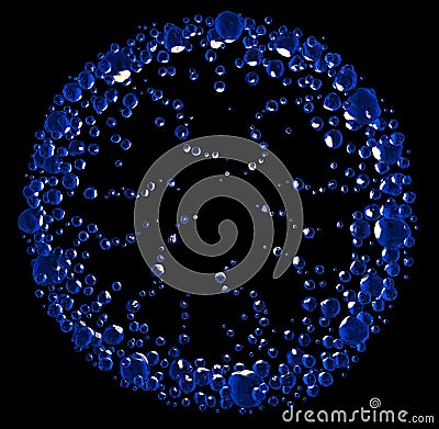 Ring of air bubbles deep underwater. Stock Photo