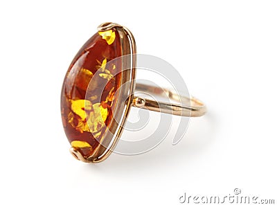 Ring with amber Stock Photo