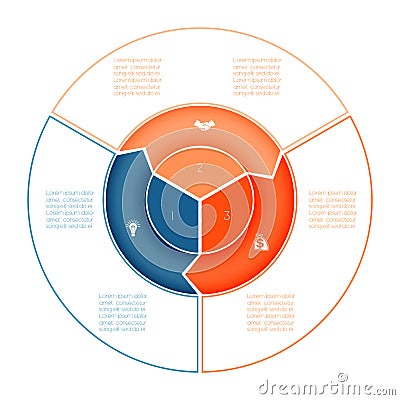 Ring of arrows Infographic. Chart template for presentation 3 op Vector Illustration