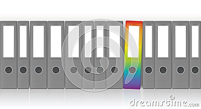 Ring Binder Rainbow Colored Gray Ring Binders File Set Unlabeled Vector Illustration