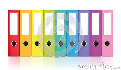 Ring Binders Colorful Leaf Binder Set Rainbow Colors Vector Illustration