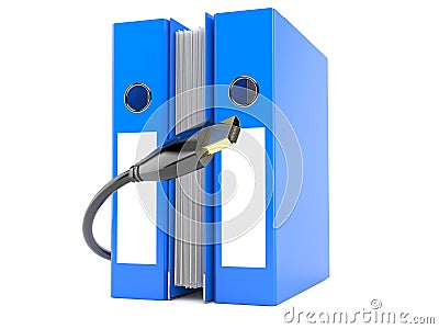 Ring binders with hdmi cable Cartoon Illustration