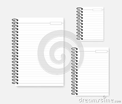 Ring bound lined diary with empty date header - A4 A5 A6 - mock-up Vector Illustration