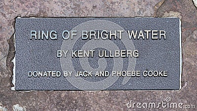 `Ring of Bright Water` by Kent Ullberg in the garden behind the National Cowboy and Western Heritage Museum in Oklahoma City. Editorial Stock Photo