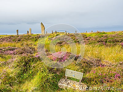 Stone henge at the Ring of Brodgar, Orkney, Scotland. Neolithic Editorial Stock Photo