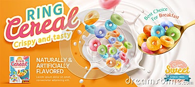 Colorful ring cereal banner ad Vector Illustration