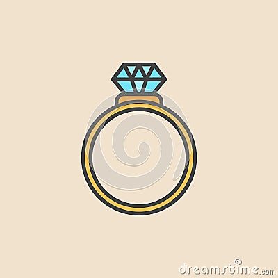 Ring with diamond colored icon. Vector engagement ring symbol Vector Illustration