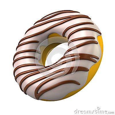 Ring donut in chocolate glaze Cartoon Illustration