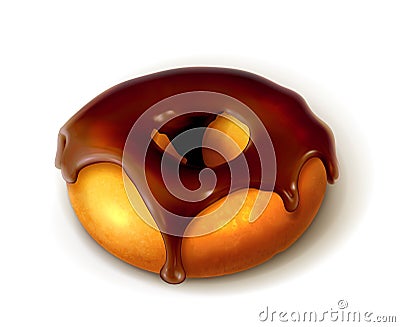 Ring donut in chocolate glaze Vector Illustration