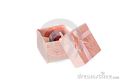 Ring with epoxy resin in a box on a white background Stock Photo