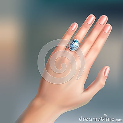 Ring on finger Vector Illustration