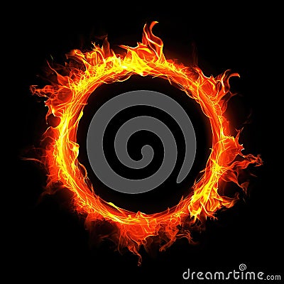 Ring of fire isolated on a black background Cartoon Illustration