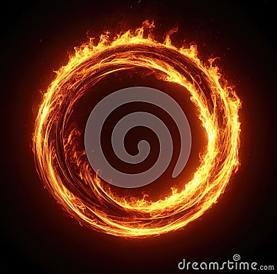 Ring of fire isolated on a black background Cartoon Illustration