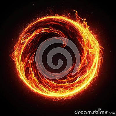 Ring of fire isolated on a black background Cartoon Illustration