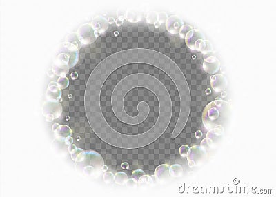 Ring frame made of soap bubbles Vector Illustration