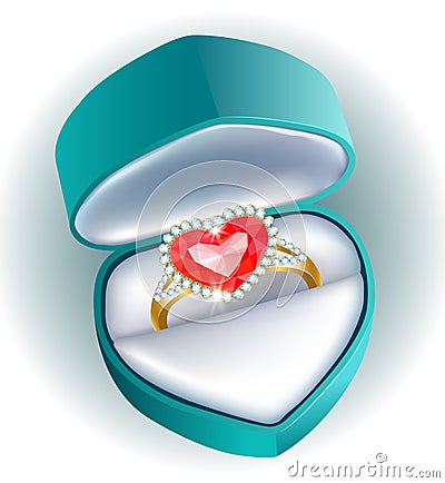 Ring in gift box Vector Illustration