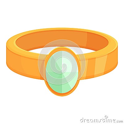 Ring gold front icon cartoon vector. Choker present Vector Illustration