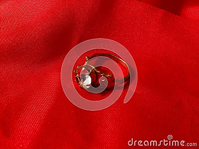 Ring of gold with a precious stone. Stock Photo