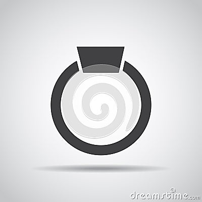 Ring icon with shadow on a gray background. Vector illustration Cartoon Illustration